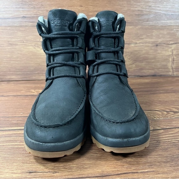 Sperry Maritime Cruz Black Leather Lace Up Ankle Boots Booties Women’s Size 7 - Picture 6 of 10